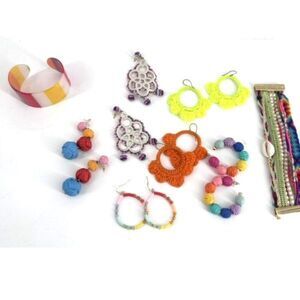 Hipanema Colorful Pride Handmade Macrame Crochet Earrings Bracelets Lot Group